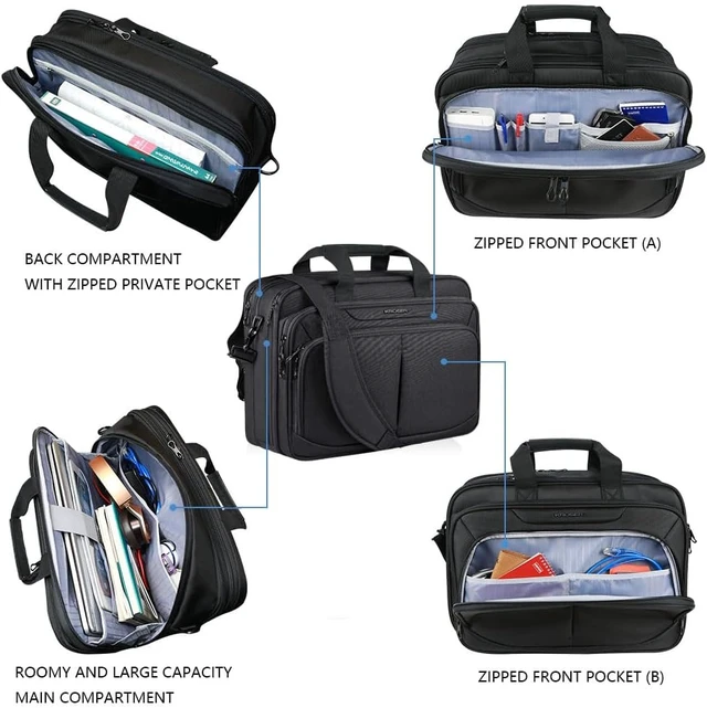 Alt view image 4 of 6 - Expandable 17.3" Laptop Briefcase Business Work Bag (Black)