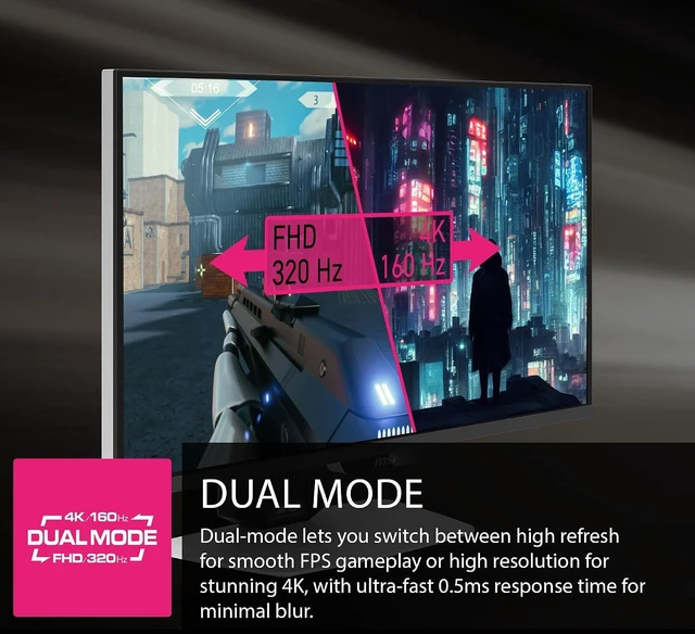 Alt view image 3 of 7 - MPG 274URDFW E16M 27-Inch 3840 x 2160 (UHD) Gaming Monitor 320Hz, 0.5ms, FreeSync Premium Pro, G-SYNC Compatible, HDR Ready, HDMI, VGA, VESA, Tilt (White)