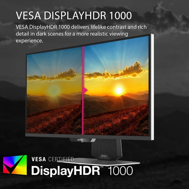 Alt view image 5 of 7 - MPG 274URDFW E16M 27-Inch 3840 x 2160 (UHD) Gaming Monitor 320Hz, 0.5ms, FreeSync Premium Pro, G-SYNC Compatible, HDR Ready, HDMI, VGA, VESA, Tilt (White)