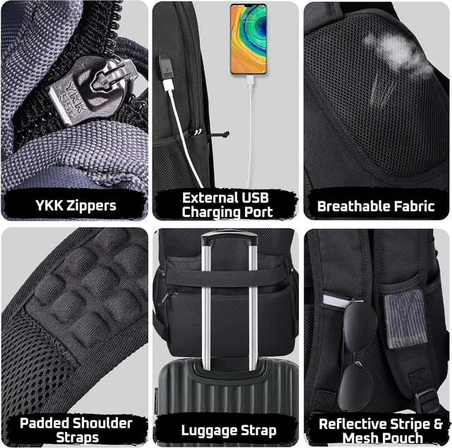 Alt view image 5 of 7 - Tactical Laptop Lunch Backpack for Men Anti-Theft Utility Work Bag with Cooler Compartment Lunchbox (Black, 18 Inch)
