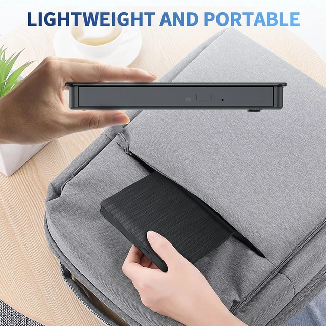 Alt view image 7 of 7 - External Blu-ray Drive Portable Blu-ray Player & CD DVD Burner, USB 3.0 & Type-C BD/DVD/CD Reader, Plug and Play for Windows/Mac/Linux (2 in 1)