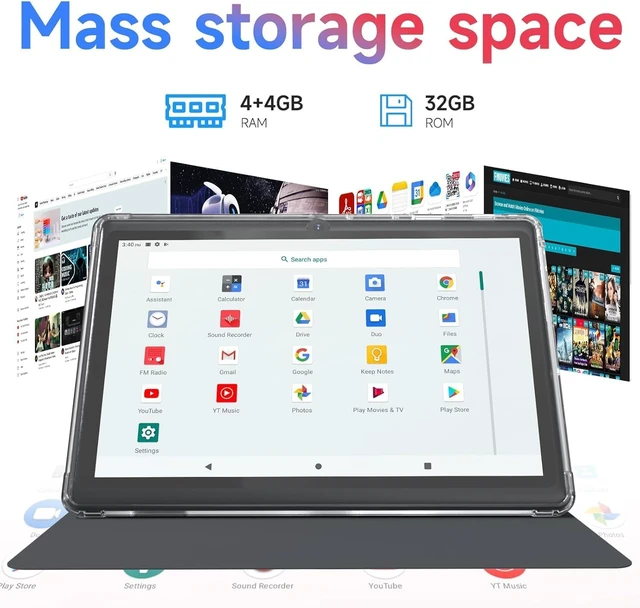 Alt view image 2 of 7 - 7-Inch Android 14 Tablet with Case 8GB RAM+32GB ROM, 1TB Expandable, 1.6GHz Quad-Core, 1024*600 IPS HD Touchscreen, 5MP Camera, WiFi, Bluetooth