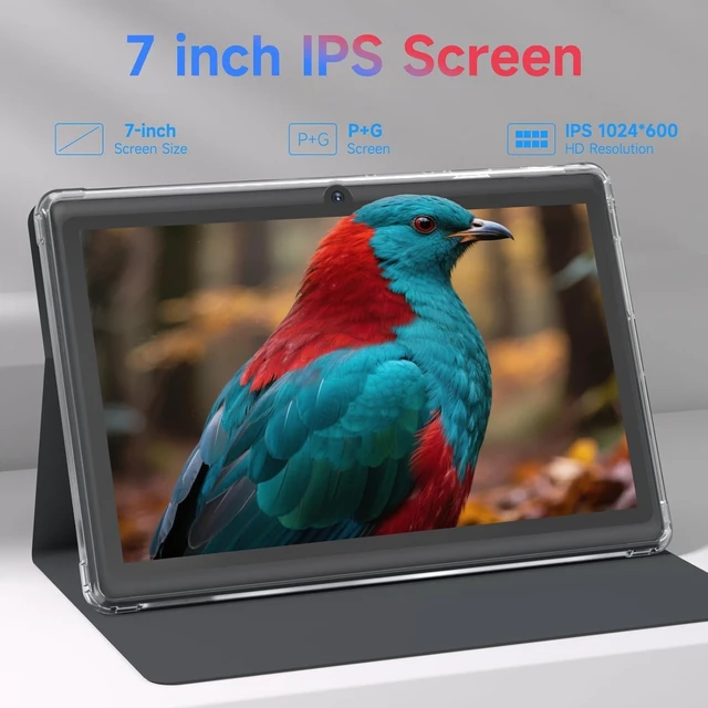 Alt view image 4 of 7 - 7-Inch Android 14 Tablet with Case 8GB RAM+32GB ROM, 1TB Expandable, 1.6GHz Quad-Core, 1024*600 IPS HD Touchscreen, 5MP Camera, WiFi, Bluetooth