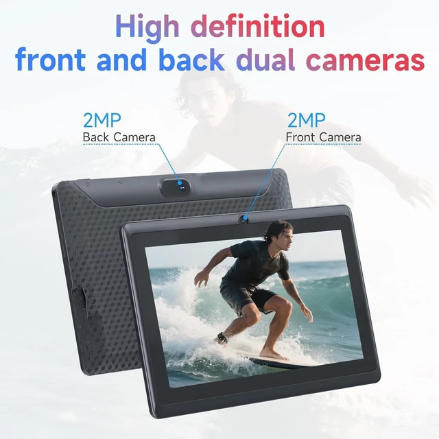 Alt view image 5 of 7 - 7-Inch Android 14 Tablet with Case 8GB RAM+32GB ROM, 1TB Expandable, 1.6GHz Quad-Core, 1024*600 IPS HD Touchscreen, 5MP Camera, WiFi, Bluetooth
