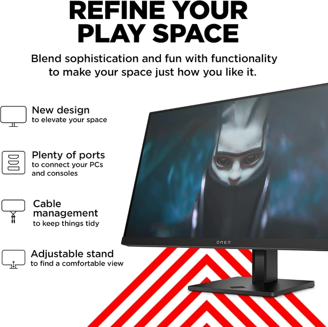 Alt view image 2 of 7 - OMEN 23.8" FHD 165Hz Gaming Monitor 1920 x 1080 IPS, 99% sRGB, 90% DCI-P3, FreeSync Premium, 24 (2023) (Black)
