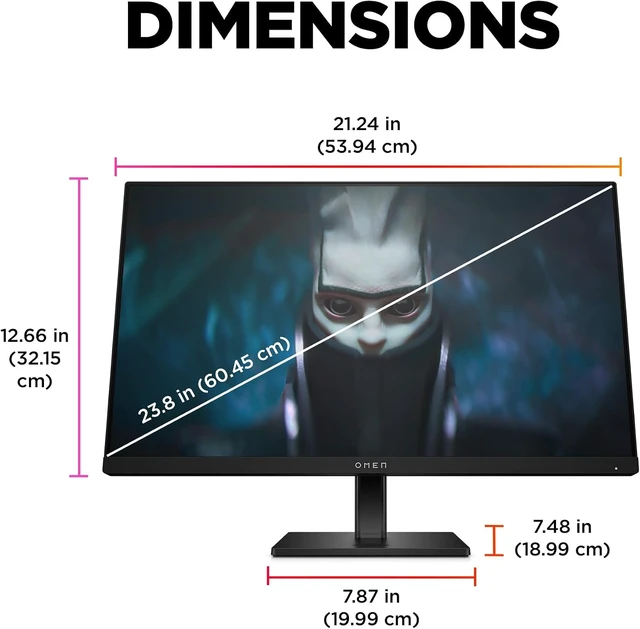 Alt view image 6 of 7 - OMEN 23.8" FHD 165Hz Gaming Monitor 1920 x 1080 IPS, 99% sRGB, 90% DCI-P3, FreeSync Premium, 24 (2023) (Black)