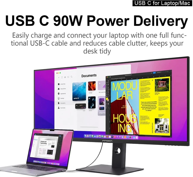 Alt view image 5 of 7 - 40C1R 40" WQHD Ultrawide Monitor 3440 x 1440p, 144Hz, FreeSync Premium, HDR400, 21:9 IPS, 95% DCI-P3, 500 Nits, USB Type-C, HDMI, Height Adjustable
