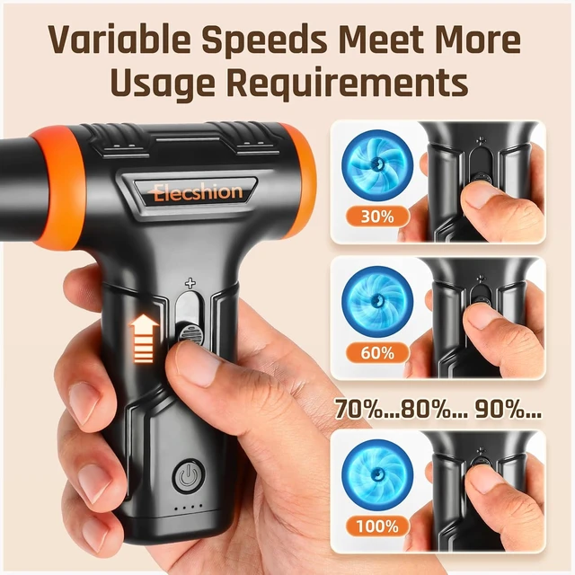 Alt view image 3 of 7 - 110000RPM Electric Compressed Air Duster Super-Power Canned Air, Variable Speed, Fast-Charging Mini Blower for Computer/Keyboard/House/Outdoor & Car