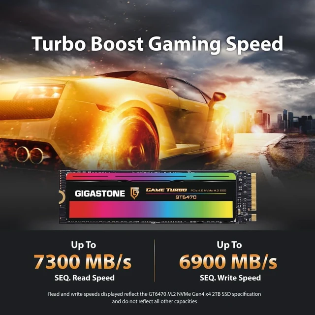 Alt view image 2 of 6 - 2TB Game Turbo PCIe Gen4x4 SSD (2-Pack) Up to 7,300MB/s, SLC Caching, M.2 NVMe PCIe 4.0 2280 Internal Solid State Drive for Gaming/PC/Laptop, 5-Year Warranty