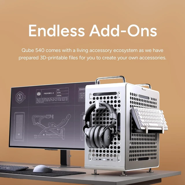 Alt view image 7 of 7 - QUBE 540 ATX Mid-Tower PC Case High Airflow, Tempered Glass