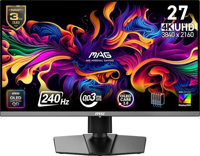 Main image of MAG 272UP QD-OLED X24 27-Inch 4K UHD Gaming Monitor 3840 x 2160 Quantum Dot OLED, 240Hz, 0.03ms, DisplayHDR True Black 400, FreeSync Premium Pro, USB-C (15W PD), Frameless (Black)