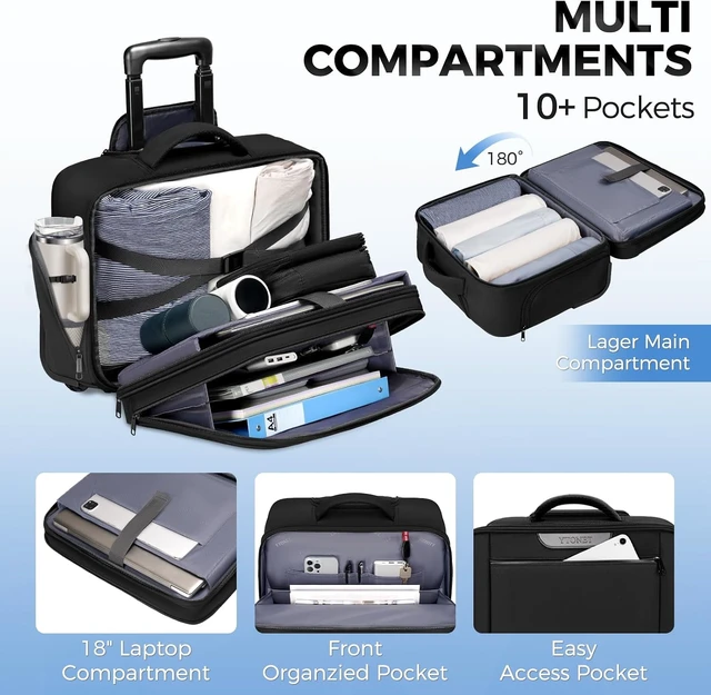 Alt view image 4 of 7 - Rolling Laptop Bag for Women Rolling Briefcase with Cup Holder for Men