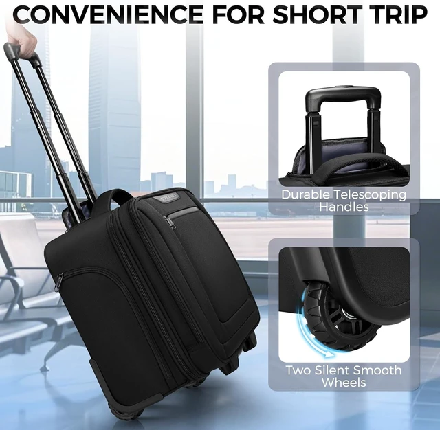 Alt view image 5 of 7 - Rolling Laptop Bag for Women Rolling Briefcase with Cup Holder for Men