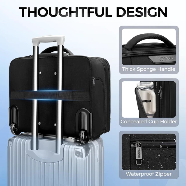 Alt view image 6 of 7 - Rolling Laptop Bag for Women Rolling Briefcase with Cup Holder for Men