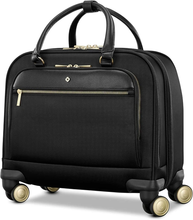 Main image of Mobile Solutions 2 Spinner Mobile Office Carry-On Rolling Laptop Bag with USB Pass-Through, Padded Laptop & Tablet Sleeves, File Organizer, Spinner Wheels, StackIt Strap (Black)