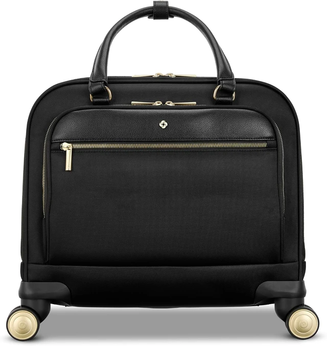 Alt view image 2 of 4 - Mobile Solutions 2 Spinner Mobile Office Carry-On Rolling Laptop Bag with USB Pass-Through, Padded Laptop & Tablet Sleeves, File Organizer, Spinner Wheels, StackIt Strap (Black)