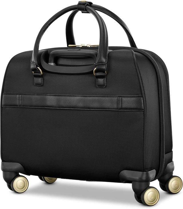 Alt view image 3 of 4 - Mobile Solutions 2 Spinner Mobile Office Carry-On Rolling Laptop Bag with USB Pass-Through, Padded Laptop & Tablet Sleeves, File Organizer, Spinner Wheels, StackIt Strap (Black)
