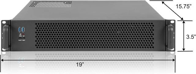 Alt view image 6 of 7 - MicroATX/Mini-ITX 2U Rackmount Server Case Max 7x3.5 Bays, USB3.0 with 2.0 Adapter, ATX PSU Support, Top or Side Cooling, 15.7" Depth
