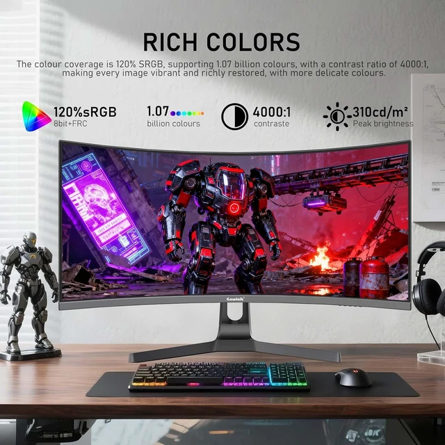 Alt view image 6 of 7 - 34-Inch Ultrawide Curved 180Hz Gaming Monitor UWQHD PC Screen