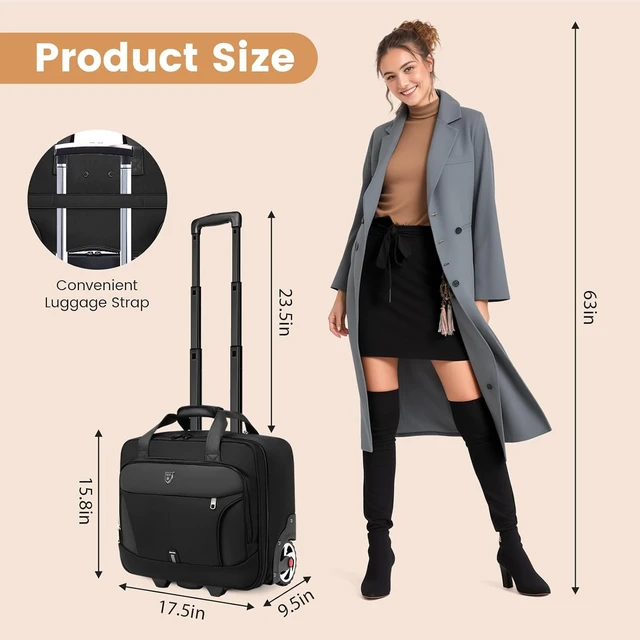 Alt view image 4 of 7 - Rolling Laptop Briefcase on Wheels for Men & Women Carry-On Bag for Business Travel