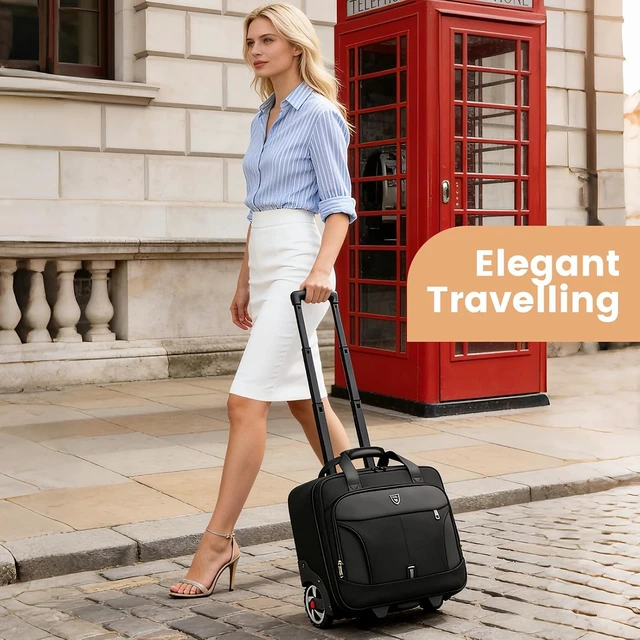 Alt view image 7 of 7 - Rolling Laptop Briefcase on Wheels for Men & Women Carry-On Bag for Business Travel