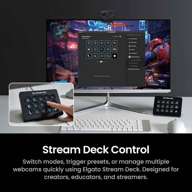 Alt view image 6 of 7 - Link 2C Pro 4K Webcam for PC/Mac 1/1.3" Sensor, Low-Light, Auto Framing, HDR, Directional Noise-Canceling Mics, Supports Stream Deck, Zoom, Teams, Twitch