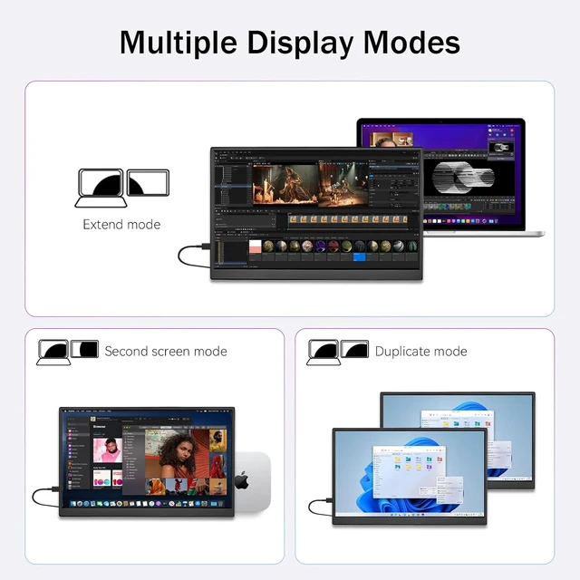 Alt view image 5 of 7 - 15.6-Inch 1080P FHD Portable Monitor USB-C/HDMI Ultra-Slim Travel Screen with Kickstand & Speakers, IPS Display Extender for Laptop, PC, Mac, Phone, PS, Xbox, Switch