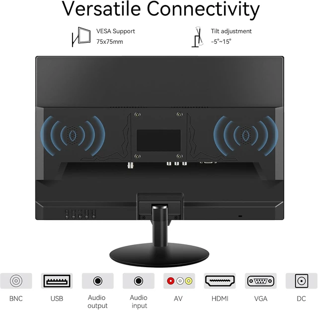 Alt view image 6 of 7 - 19-Inch Computer Monitor 1440x900 with HDMI/VGA/AV/BNC/USB Ports, 60Hz, 5ms, VESA, Built-In Speakers for Office & Home
