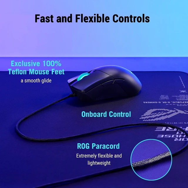 Alt view image 5 of 7 - ROG Gladius III Core Wired Gaming Mouse Right-Handed Ergonomic, 72g, 12K DPI, ROG Paracord, Hot-Swappable Switches, PC/Mac Support
