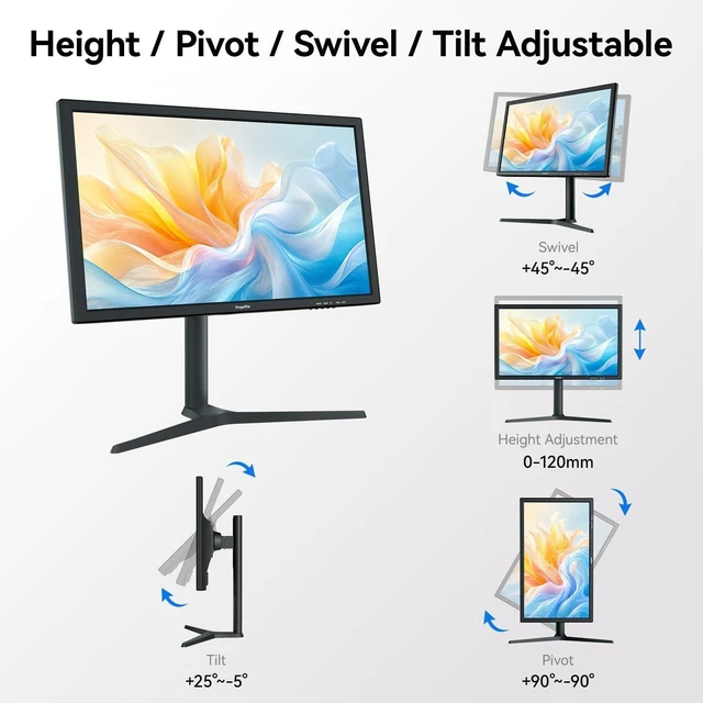 Alt view image 3 of 7 - 27-Inch Touchscreen Monitor VA Panel, 3000:1 Contrast, 99% sRGB PC Touch Screen