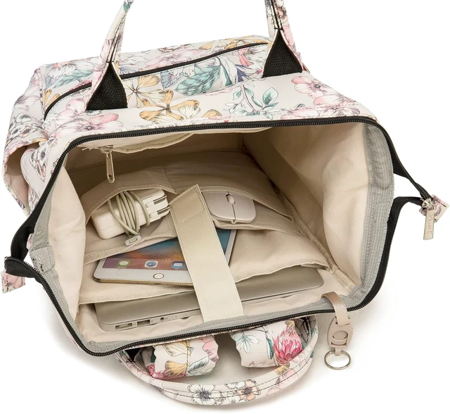Alt view image 4 of 7 - Wide-Open Laptop Backpack for Up to 15.6-Inch Men & Women Travel Outdoor Backpack (Floral)