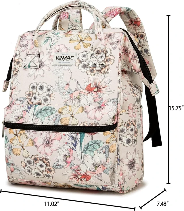 Alt view image 5 of 7 - Wide-Open Laptop Backpack for Up to 15.6-Inch Men & Women Travel Outdoor Backpack (Floral)