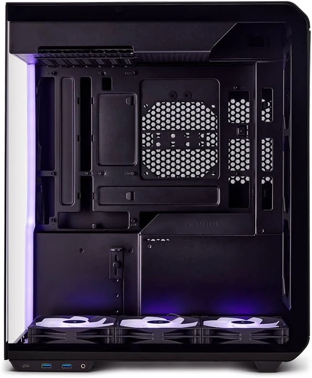 Alt view image 4 of 7 - Xhuttle ATX Mid-Tower Gaming Case Dual-Chamber Design, Panoramic Tempered Glass, Vertical GPU Airflow, 3 x 120mm ARGB Reverse Fans, RGB Strip (Black)