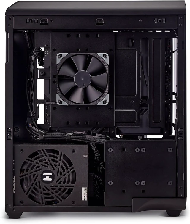 Alt view image 6 of 7 - Xhuttle ATX Mid-Tower Gaming Case Dual-Chamber Design, Panoramic Tempered Glass, Vertical GPU Airflow, 3 x 120mm ARGB Reverse Fans, RGB Strip (Black)