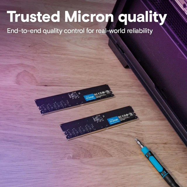 Alt view image 6 of 6 - 16GB DDR5 Desktop Memory 5600MHz (or 5200/4800MHz), UDIMM 288-Pin, Compatible with Core & Ryzen (CT16G56C46U5)