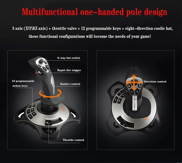 Alt view image 7 of 7 - 2113pro PC Flight Stick Joystick Flight Simulator Controls