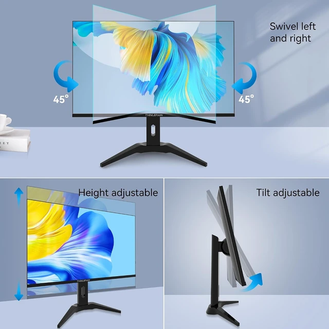 Alt view image 4 of 7 - 23.8-Inch Computer Monitor 1920x1080 Vertical with HDMI/VGA/AV/BNC/USB Ports, Multi-Function Stand, VESA, Frameless, Built-In Speakers for Office & Home
