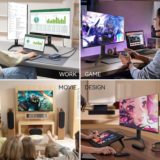 Alt view image 5 of 7 - 23.8-Inch Computer Monitor 1920x1080 Vertical with HDMI/VGA/AV/BNC/USB Ports, Multi-Function Stand, VESA, Frameless, Built-In Speakers for Office & Home