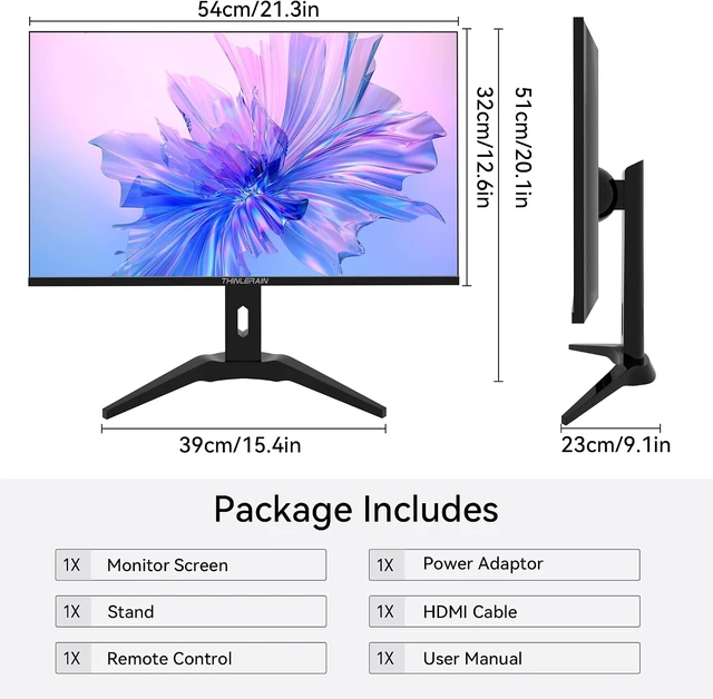 Alt view image 7 of 7 - 23.8-Inch Computer Monitor 1920x1080 Vertical with HDMI/VGA/AV/BNC/USB Ports, Multi-Function Stand, VESA, Frameless, Built-In Speakers for Office & Home