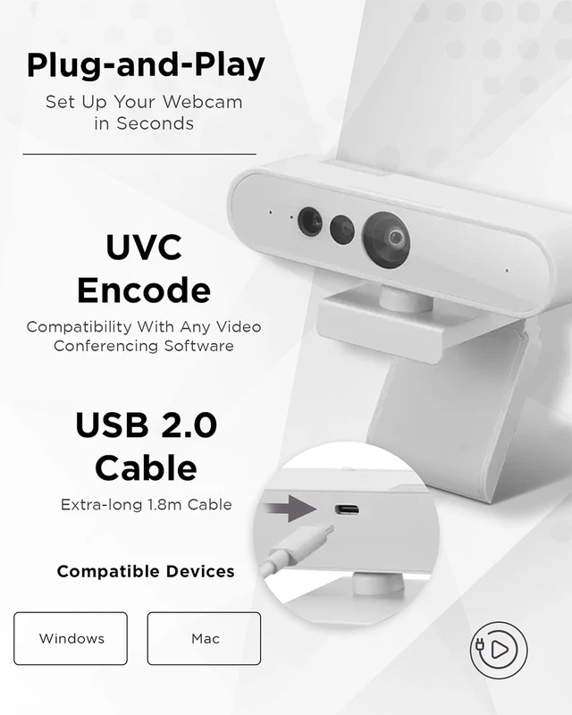 Alt view image 4 of 7 - HD 1080p Webcam (510 FHD) Monitor Camera with 4X Digital Zoom, 95° Wide Angle, 360° Pan & Tilt, Dual Microphones & Windows Hello for Livestreaming & Conferences