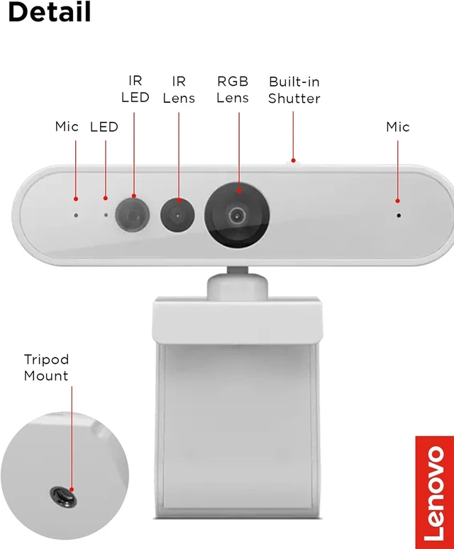 Alt view image 7 of 7 - HD 1080p Webcam (510 FHD) Monitor Camera with 4X Digital Zoom, 95° Wide Angle, 360° Pan & Tilt, Dual Microphones & Windows Hello for Livestreaming & Conferences