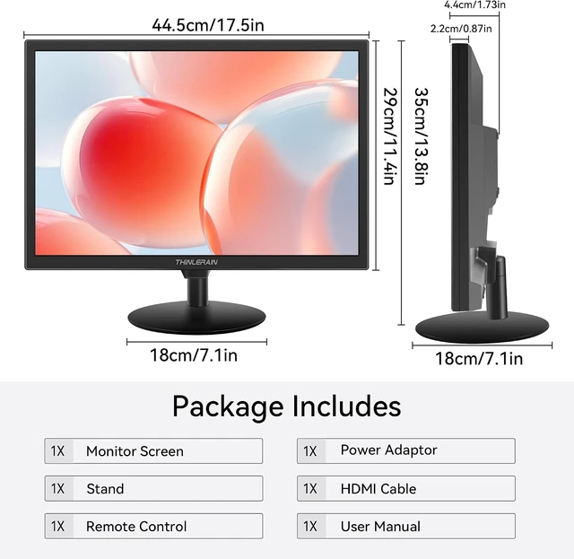 Alt view image 7 of 7 - 19-Inch Computer Monitor 1440x900 with HDMI/VGA/AV/BNC/USB Ports, 60Hz, 5ms, VESA, Built-In Speakers for Office & Home