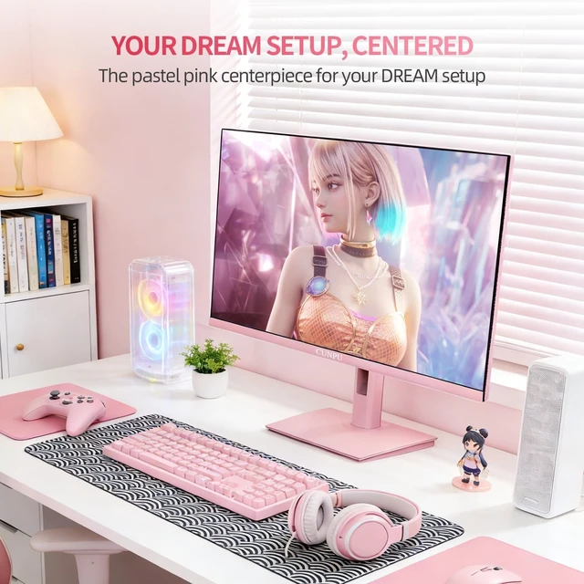 Alt view image 3 of 7 - 27" 2560x1440 Ultra-Fast IPS Gaming Monitor 200Hz, 1ms GTG (Pastel Pink)