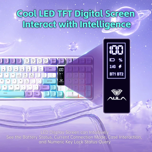Alt view image 6 of 7 - Aula S99pro V2 Full-Size Wireless Gaming Keyboard Creamy Membrane
