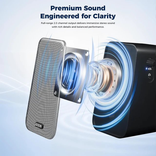 Alt view image 2 of 7 - Computer Speakers for Desktop PC with Volume Control & Headphone Jack