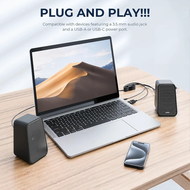 Alt view image 5 of 7 - Computer Speakers for Desktop PC with Volume Control & Headphone Jack