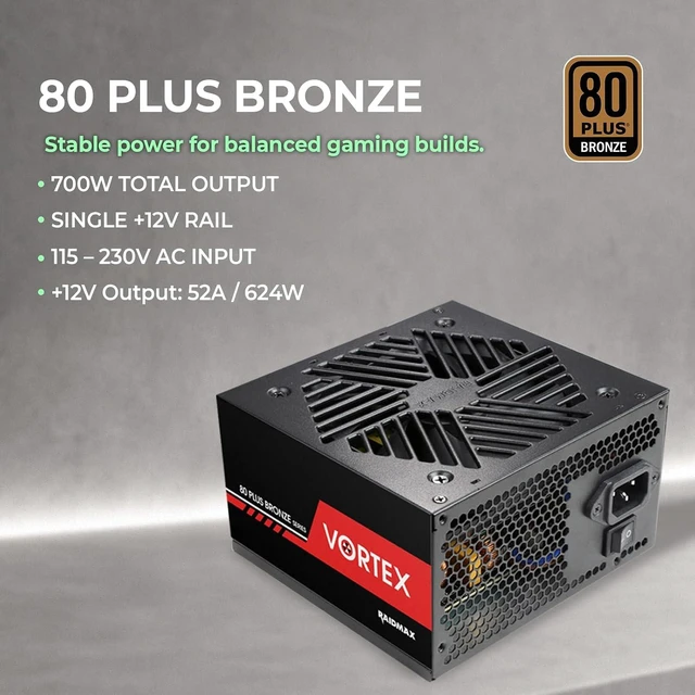 Alt view image 5 of 6 - i802 Vibe Series ATX Mid-Tower Gaming Case Bundle Tempered Glass Side Panel, 700W 80+ PSU, AM1204 Digital-Display Air Cooler, 5 Pre-Installed FRGB Fans (White)