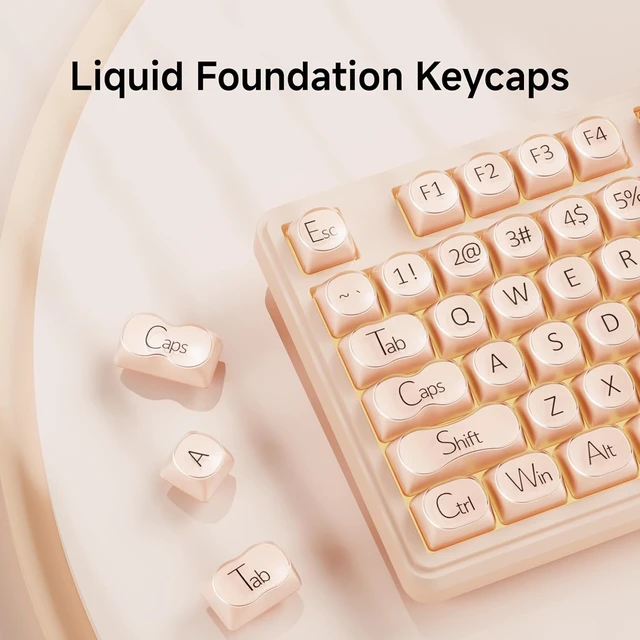 Alt view image 3 of 7 - Wired Creamy Keyboard with Number Pad Media Knob, RGB Backlit (Cream)
