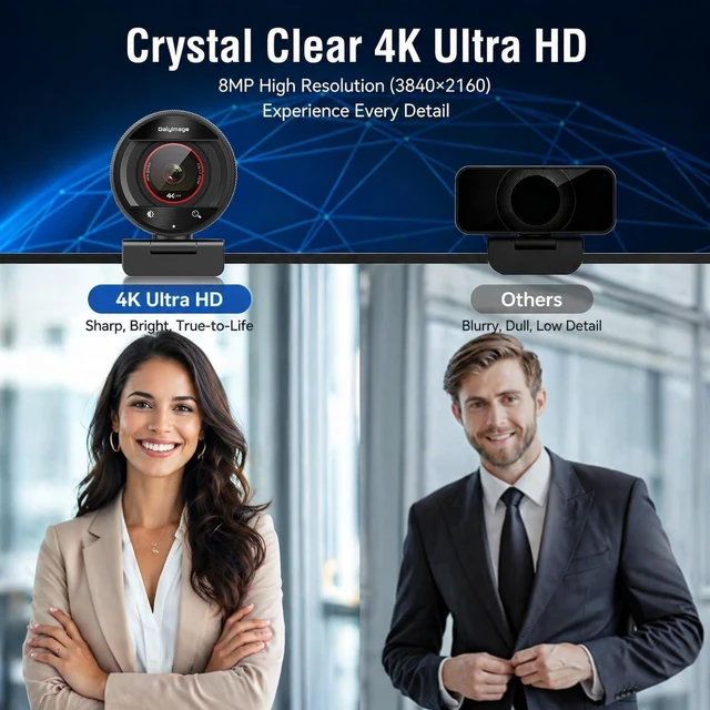 Alt view image 2 of 7 - 4K Webcam for PC PDAF Autofocus with Built-In Microphone, Windows