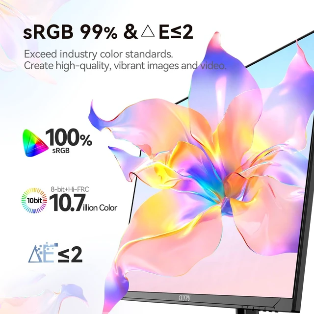 Alt view image 2 of 7 - 32-Inch 4K UHD VA Computer Monitor 100% sRGB, 1.07B Colors, PIP/PBP Split Screen, Flicker-Free, VESA 75x75, HDMI, DisplayPort for Gaming, Office & Streaming